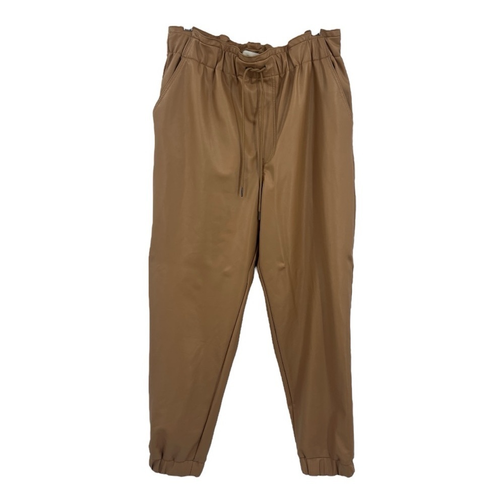 Abercrombie & Fitch Vegan Leather Tan Jogger Drawstring Paperbag Waist S…